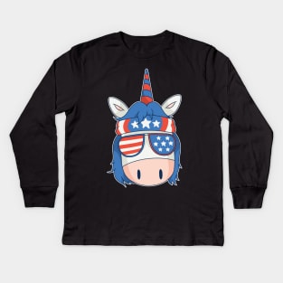 American unicorn rebels flag Kids Long Sleeve T-Shirt